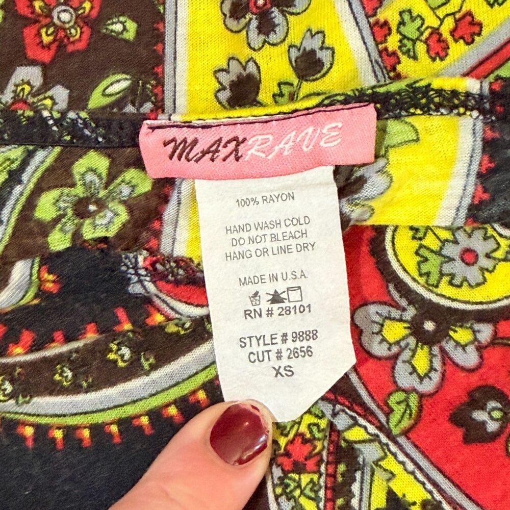 VTG Y2K Max Rave, Black Paisley Babydoll Tie Halter, XS Boho Chic Tuscan Mom - Picture 2 of 6